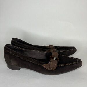 Donna Carolina Shoes Loafers Heels Slip Ons Women Size 37 US 7 Brown Suede